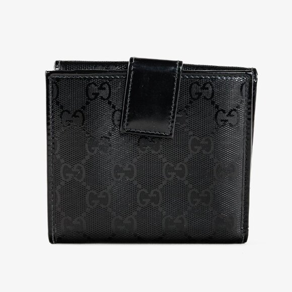 Gucci Vintage Y2K Black Monogram Compact Leather Wallet - Picture 4 of 10